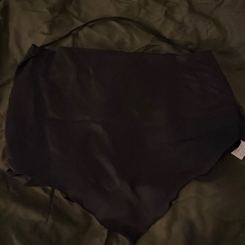 Black cowl neck satin crop top